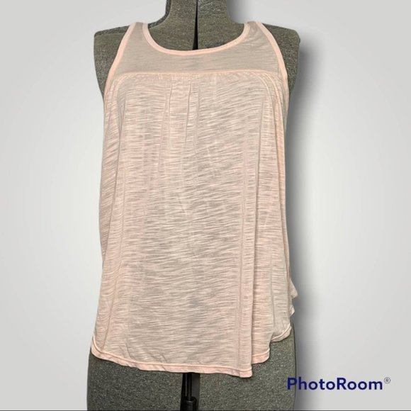 American Eagle Outfitters Slubknit Lightweight Back Zip Pale Peach Tank Size M - Picture 1 of 13